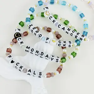 Beaded Word Bracelet Custom Name with Inspirational Personalized Design  Minimalist Style Quality Beads  Handmade Crafted with Love Perfect Gift Christmas Gift Thanksgiving, Fuck Cancer, Fuck ALT, Fuck Mondays, Zero Fucks, Bitch Braclet, Fuck Everthing
