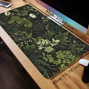 Floral Mouse Pad Elegant Stylish Green Large Desk Mat Office Desk Accessories With Stitched Edge Non-Slip Mousepad Rubber Base Computer Keyboard Desk Pad 35.4x15.7 Inch Table Mat for Home Office as Gift for Friends Women Men Friends Desktop Accessory