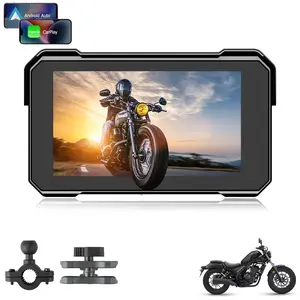 Motorcycle CarPlay Screen - Wireless CarPlay/Android Auto/Mirror Link, 5 Inch IP67 Waterproof Touchscreen with Adjustable Mount, Dual Bluetooth, TF Port, Auto-Dimming HD Display for Motorcycles