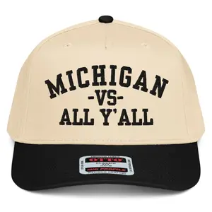 RIVEMUG NX1 Michigan Vs All YAll Embroidered 2 Tone Hat Mid Crown Curved Bill Snapback Cap for Men and Women
