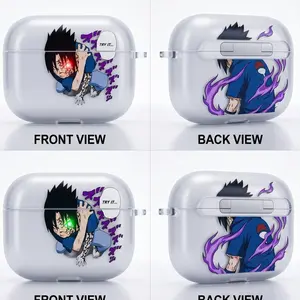 Sasuke Uchiha Anime AirPods Case with Keychain, Frosted PC Protective Cover for AirPods Pro, Naruto Manga Earbuds Case Gift for Him Her