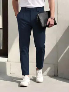 Men's Business Casual Pants, Mid-Waist Slim Fit Straight Leg, Versatile Office Wear, Formal Commuter Workwear, Professional Men's, Commute Friendly Suit Pants, Casual Sport Trousers