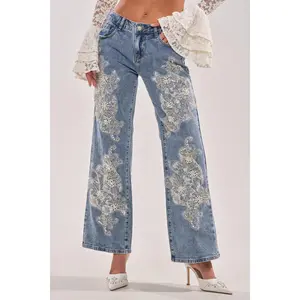 BILLIONAIRE BELLE RHINESTONE AND PEARL JEANS