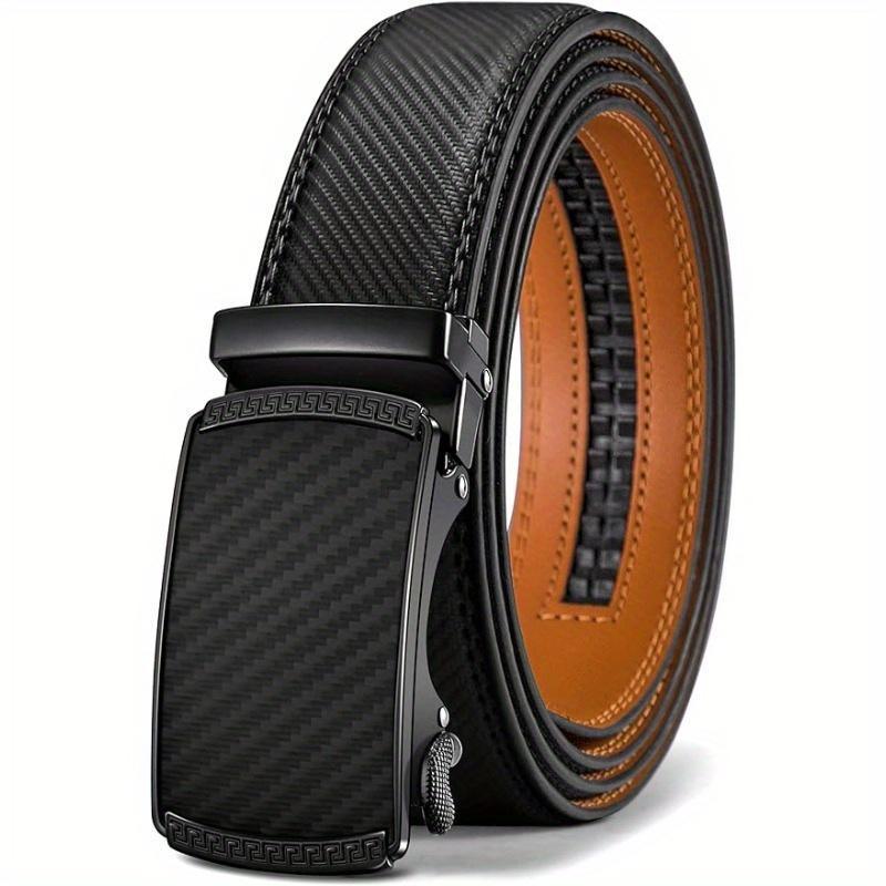Zitahli Men's Ratchet Slide Belt Dress with 1 3/8" Premium Leather and Easier Adjustable Automatic Buckle