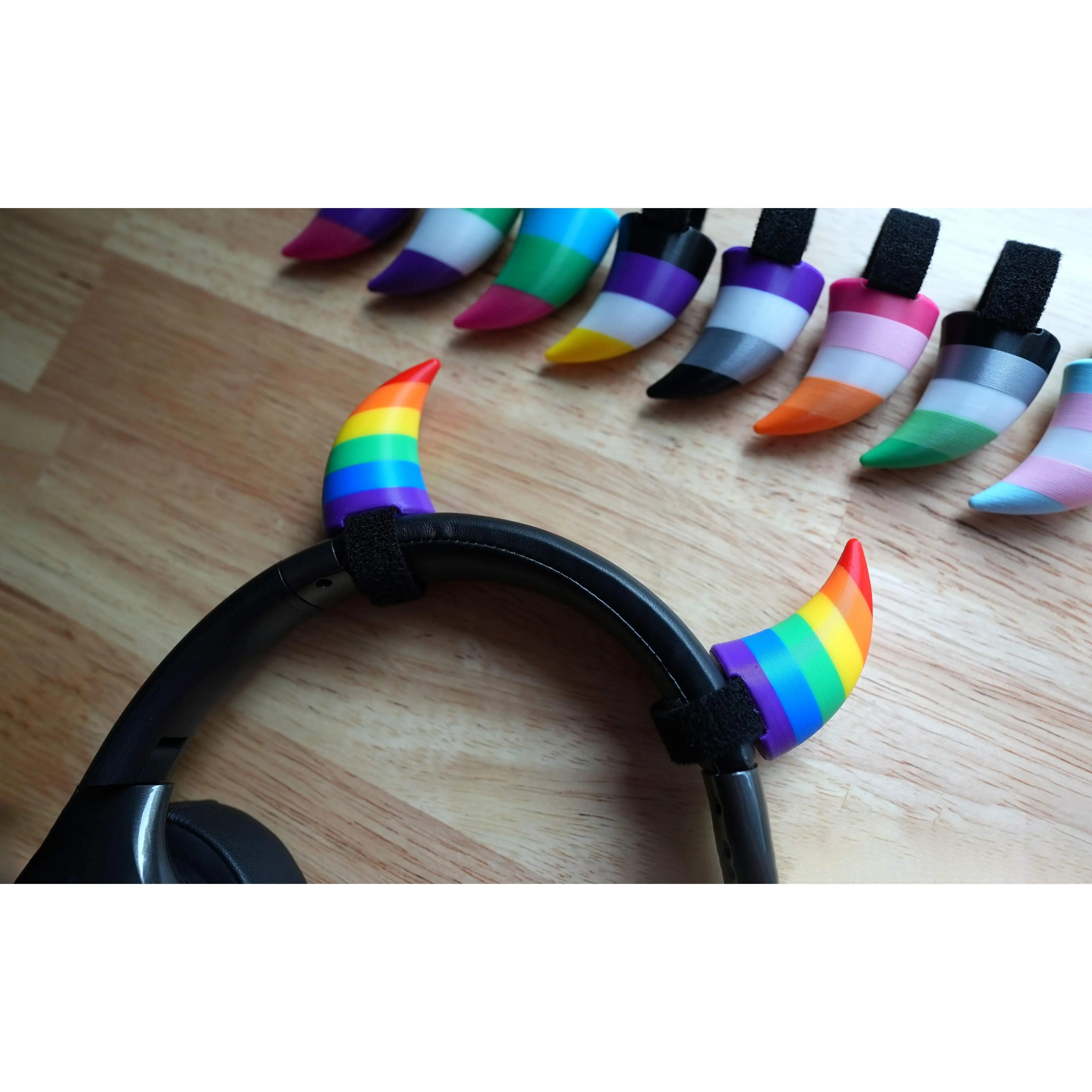 Pride Flag Devil Horns for Headphones