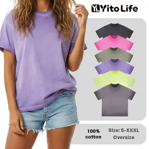 Yito Unisex Heavyweight Vintage Washed Cotton Basic Tee Short Sleeve T-Shirt - Soft-Touch Fabric, Stylish Gradient Inspired Finish, Strong Durable Quality, Made for Everyday Comfort
