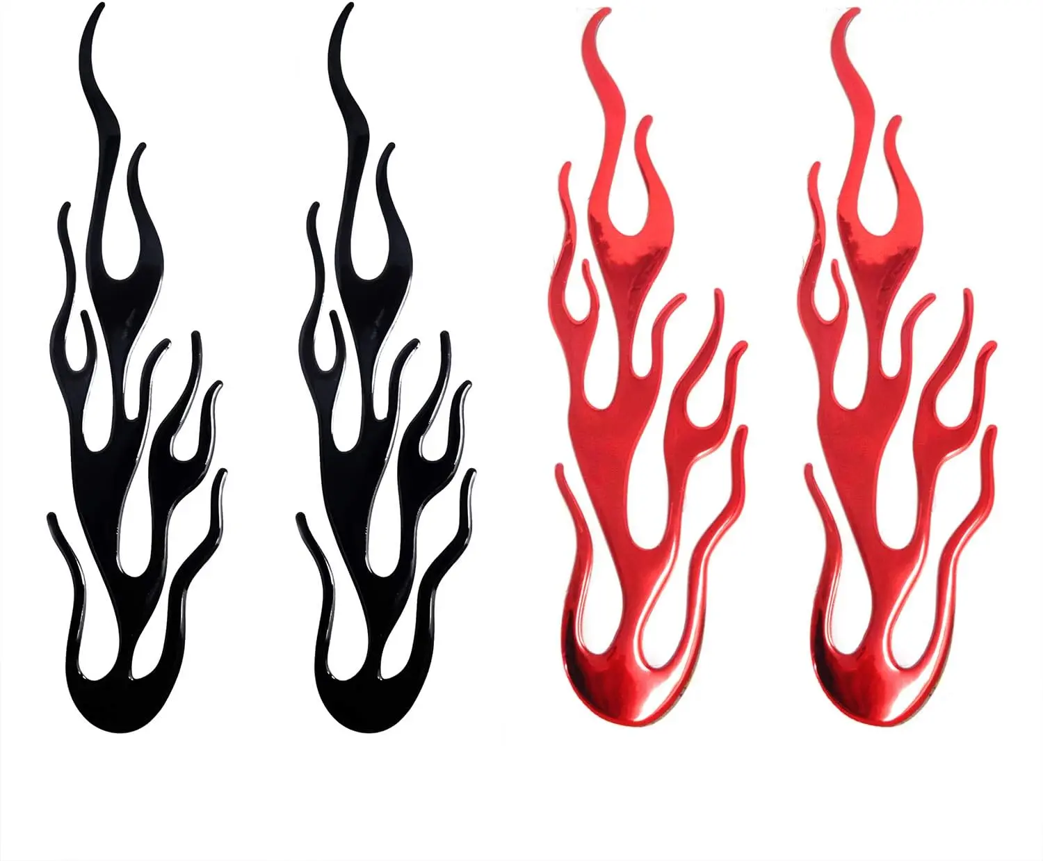 4PCS Simulation Flame Decals Stickers for Helmets Motorcycles Car Computer and Phone (Red and Black)