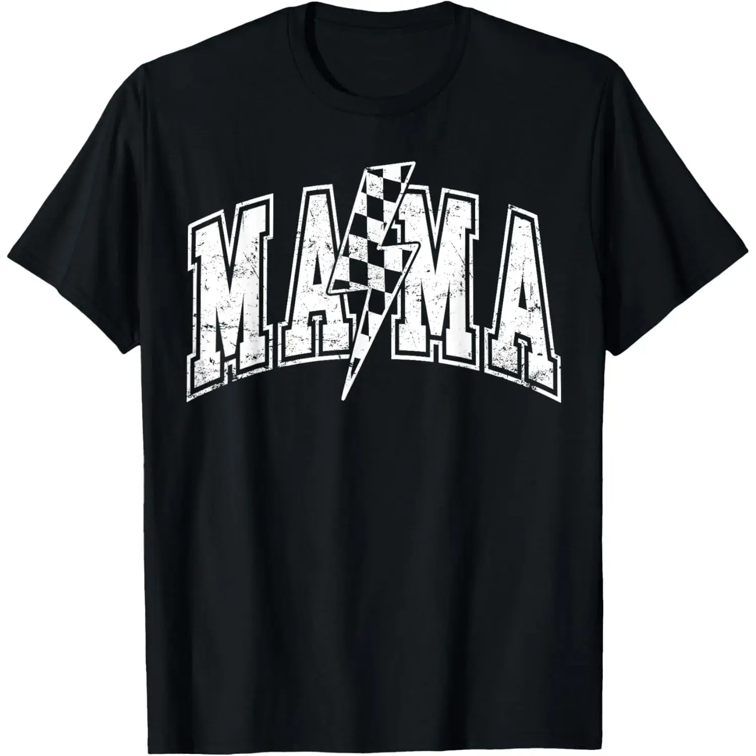 100% Cotton Women's Round Neck Short-Sleeve Soft Plaid Lightning Bolt Varsity Tshirt - Simple, Fitness, Mother's Day Casual Mama Top, Shortsleeve