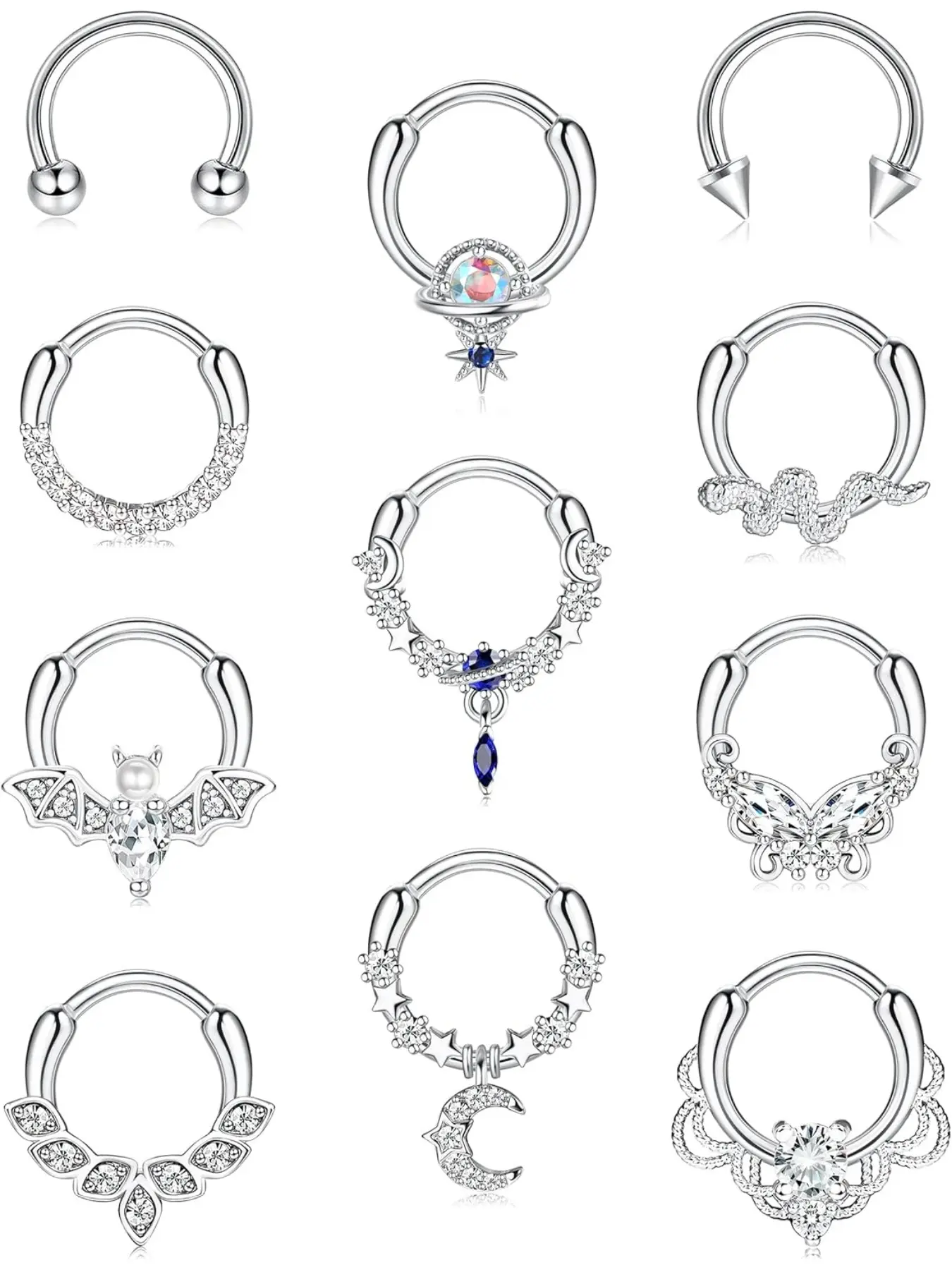 16G Septum Rings Septum Jewelry Septum Piercing Jewelry Cute Snake Butterfly Septum Ring Daith Earrings Septum Clicker Ring Septum Pierced Ring Body Piercings Body Jewellery