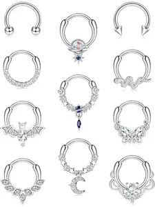 16G Septum Rings Septum Jewelry Septum Piercing Jewelry Cute Snake Butterfly Septum Ring Daith Earrings Septum Clicker Ring Septum Pierced Ring
