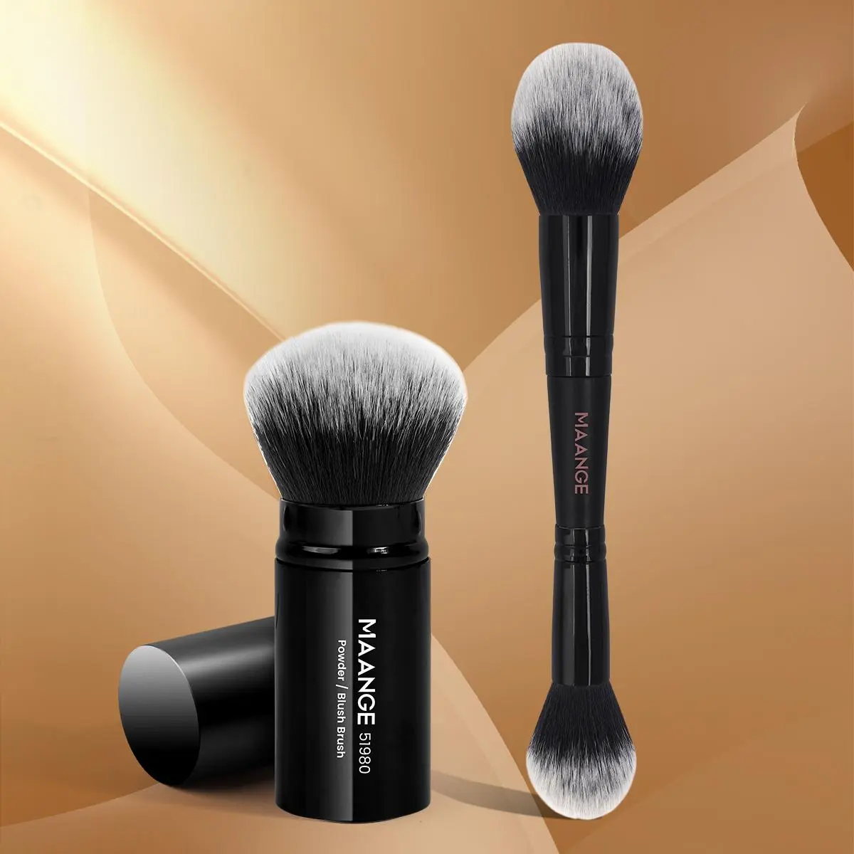 MAANGE 2pcs Facial Makeup Brush Set, Loose Powder Brush Blush Brush, Professional Soft Brushes for Flawless Makeup Application, Ideal for Beauty Enthusiasts, Makeup Accessories Gifts for Friends, Cosmetic Brushes, Face Makeup Brushes