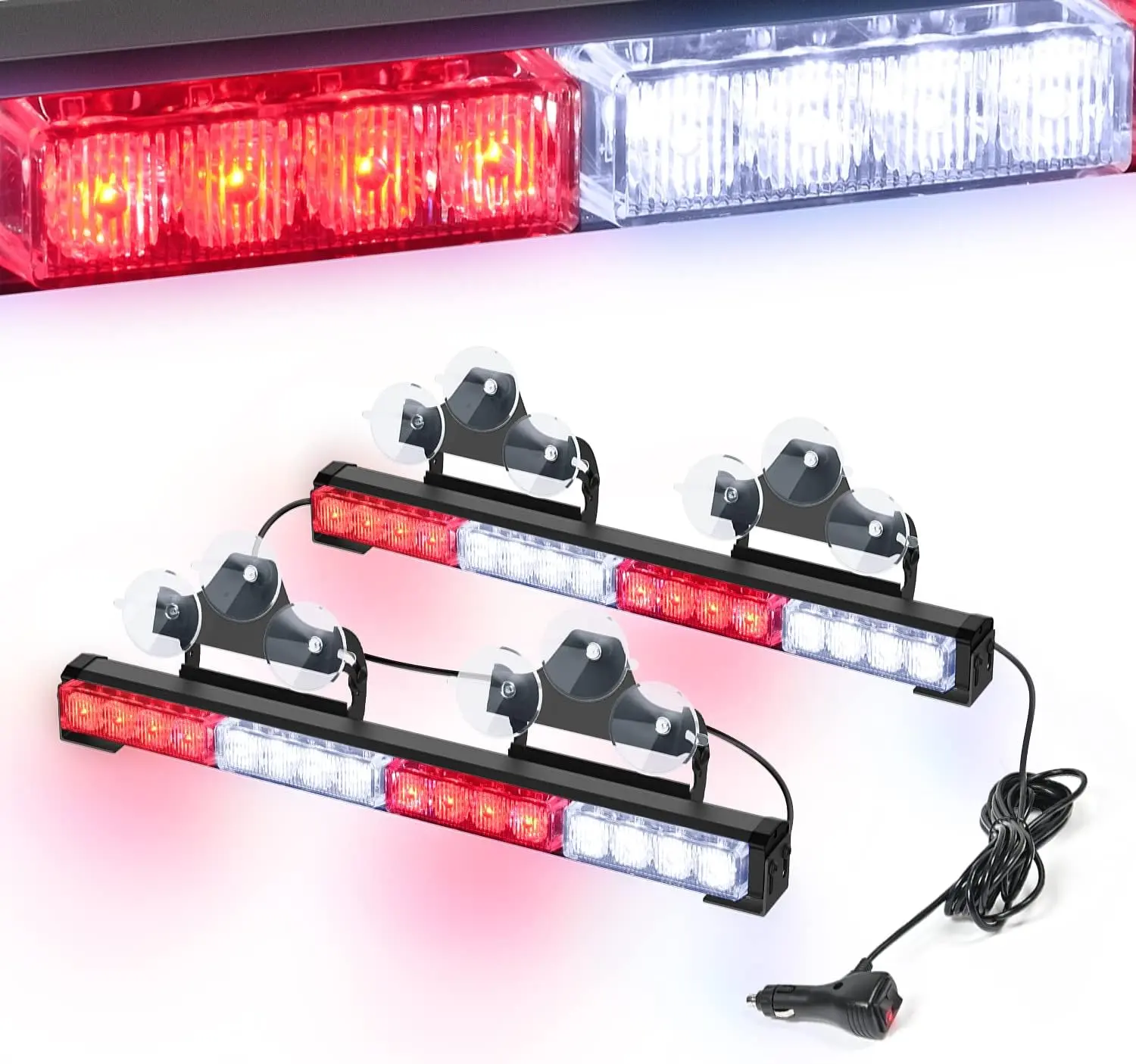 Nilight Traffic Light Bar 2 in 1 17Inch 32LED 23 Flash Patterns Directional Safety Lights with Cigar Lighter on Trucks Construction Vehicles
