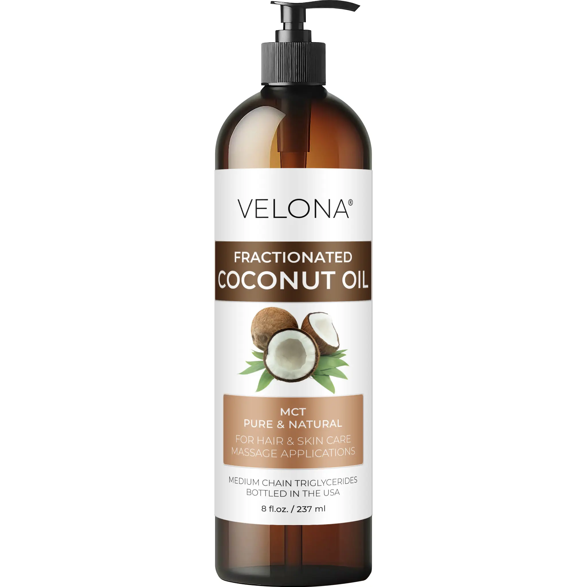 velona Coconut Oil 16 fl oz | 100% Pure and Natural Carrier Oil | Fractionated| Skin, Face, Body, Hair Care