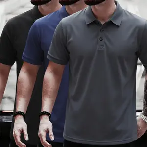 Men’s 3-pack basic polo shirts, soft stretchy breathable fabric, slim fit—ideal for golf, business attire, everyday wear, and summer outfits.