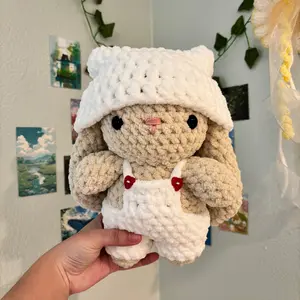 Crochet Bunny with White Overall