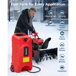16 Gallon Upgraded Heavy-Duty Portable Gas Tank – Manual Transfer Pump, 10FT Hose & Casters – Leak-Proof Fuel Can for Lawn Mowers, Tractors, Boats, Snow Blowers