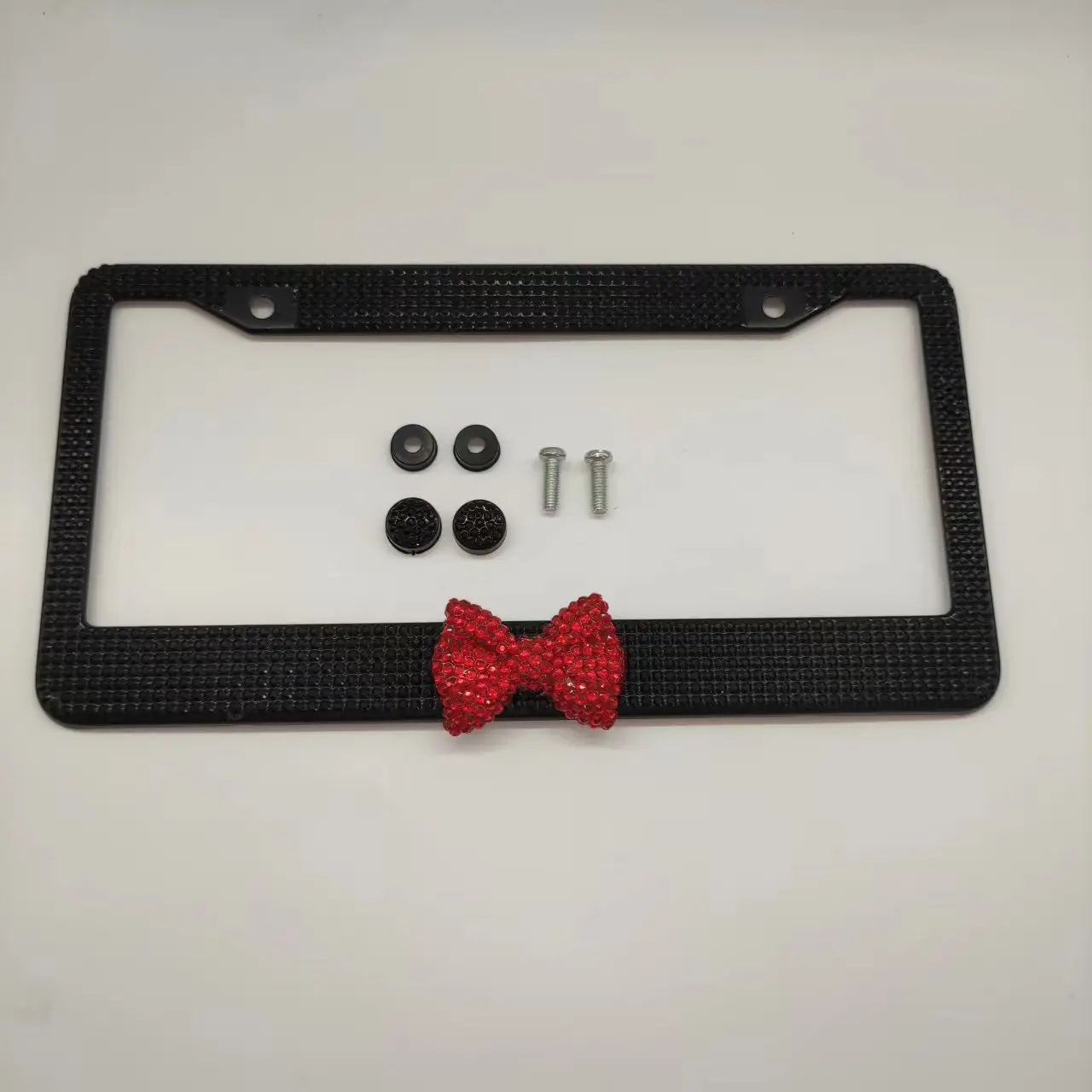 Round hole black + bright red bow.