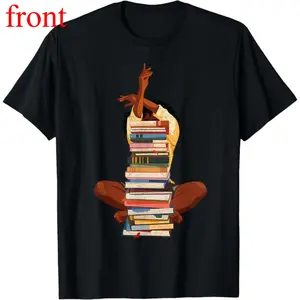 Black Woman And Books Stack Afro Girl Book Lover T-Shirt