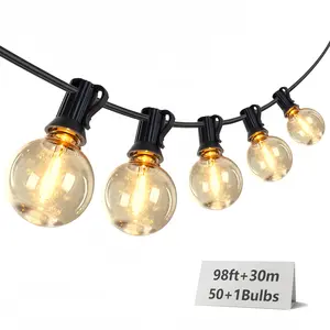 G40 E26-2G11 Solar LED String Lights - Waterproof Outdoor Lights for Garden, Courtyard Events, Christmas Party Decor
