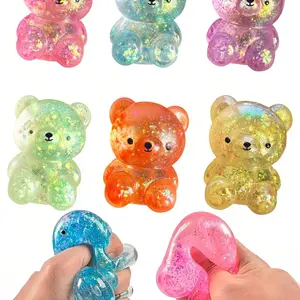 Glowing Crystal Bear, Soft Slow-Rebound Stress Relief Toy, Tabby Squishy, Portable Squeeze Toy, All Ages, Holiday and Birthday Gift, Fun and Cute