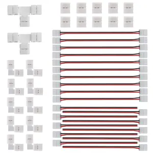2 Pin LED Strip Light Connector Kit, 8mm Solderless Adapter Connectors, T Shape and Gapless Connector, LED Strip Accessories Set for 8mm Wide 3528 2835 Single Color Flexible LED Strips