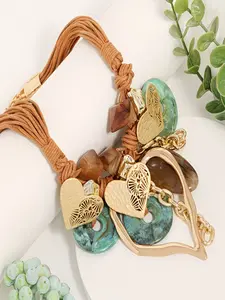 Fashion Bohemian Heart Round Button Pendant Necklace, Unique Jewelry Accessory, Perfect Gift Idea, Stylish Design for All Occasions, Fashionable Jewelry Accessories
