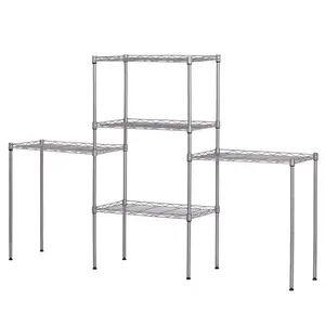 FCH Iron Shelf 54x29x150cm 5-Tier No Wheels Silver Combinable for Home Use Display Rack
