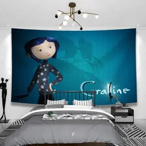 Coraline Decorate Room Tapestry Wall Decoration Aesthetic Bedroom Sofa Blanket Polyester Decorative