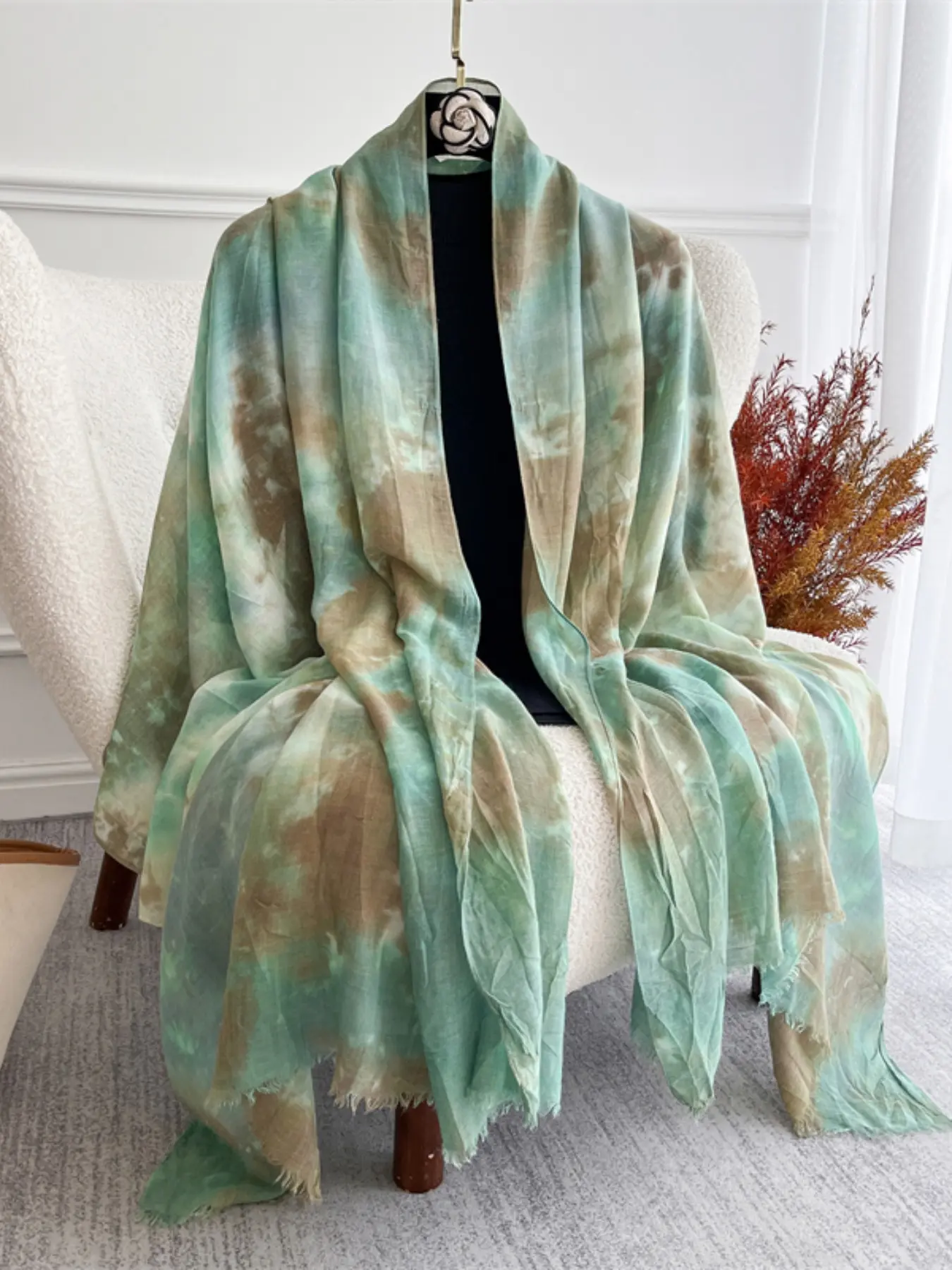 Women's Fashion Tie-Dye Scarf, Boho Style Scarf, Soft Autumn Accessory, Stylish Ladies' Shawl, Perfect for Casual Wear, Headscarf Trendy Fall Addition, Polyester Scarf, All Season Shawl, Boho Shawl Wrap