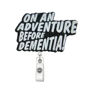 English Letter Pattern Retractable Badge Holder, Acrylic Name Badge Clip, Suitable for Nurses, Workers, Volunteers, and Office Staff