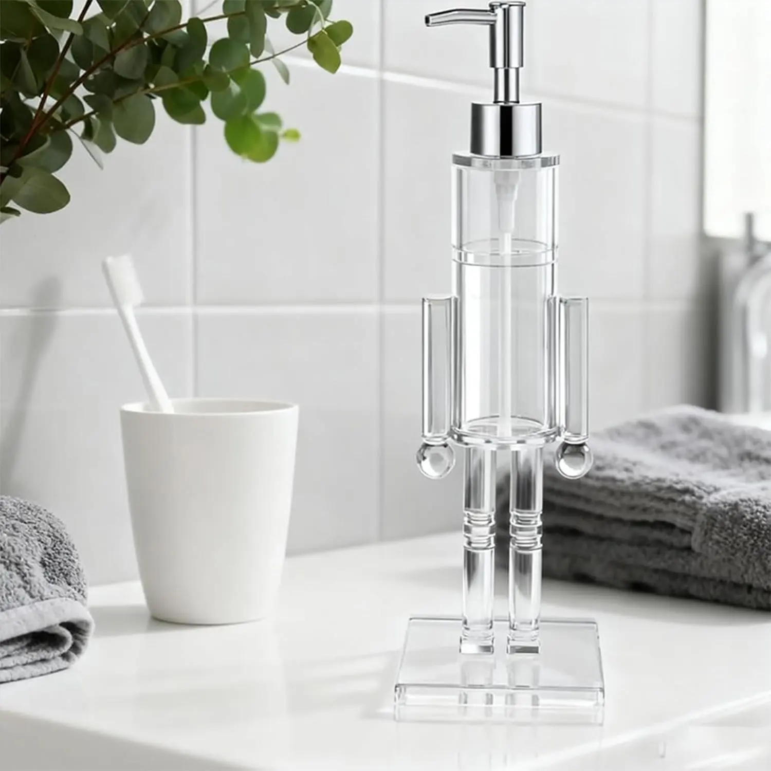 Nutcracker Soap Dispenser, Clear Acrylic Nutcracker Soap Dispenser, Decorative Soapdispenser, Refillable Christmas Hand Soaps Bottle