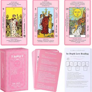 Joho Pink Tarot Cards Deck Set for Beginners with Meanings On Them Tarot Card with Guidebook Free Velvet Tarot Bag Pouch US Edition