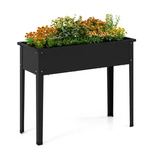 COSTWAY - Raised Garden Bed Elevated Metal Planter Box with Legs Drainage Holes-M