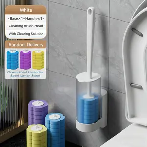 Disposable Toilet Brush Set with Holder, Bathroom Accessory, Toilet Wand, Includes 18 Refills, Wall-Mounted Design, Suitable for Toilets, Sinks, Bathtubs, Basins, Toilet Cleaning System