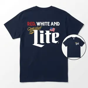 Red W And Lite Shirt, Patriotic American Flag 4th of July Graphic Unisex Fit Tee, Red White And Miller Lite T-Shirt, Funny Patriotic Beer Flag Graphic Tee, Summer BBQ Gift