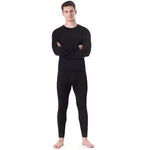Rocky Thermal Underwear for Men, Long Johns Fleece Lined Set, Shirt & Pants, Base Layer (Black / Large)