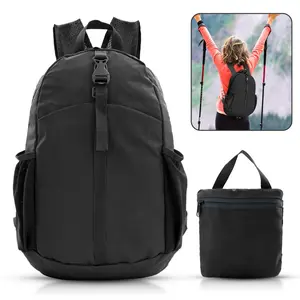 Lightweight Packable Small Hiking Backpack for Women Men - 20L Waterproof Foldable Daypack for Travel, Hiking, and Daily Use, Adjustable Chest Strap, Durable Nylon, Black