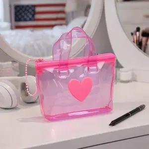 Pure Color Storage Bag, Mini Handheld Storage Bag, Girl Heart Gift Hanging Decoration, Earphone Case, Transparent Plush Shoulder Bag, Multifunctional Storage Bag, Portable Organizer, Zipper Pouches