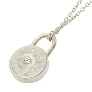 Pre-owned Tiffany & Co. Sterling Silver 925 (Ag925) Small Leather Goods 1837 1P Diamond 925 Silver Necklace