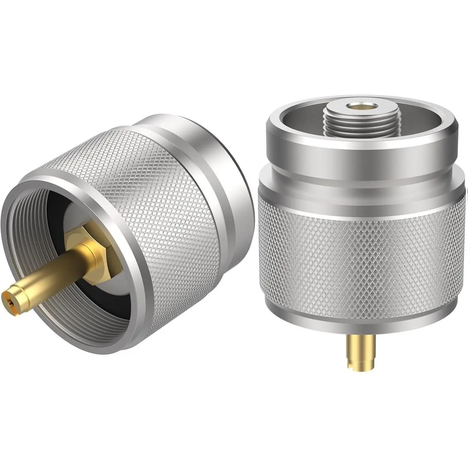 B BRAZIFY Aluminum Camping Stove Adapter, 2-Pack 1 lb Propane Tank to EN417 Lindal Valve Butane Converter for Camping Equipment & Outdoor Supplies, Outdoor Camping Supplies