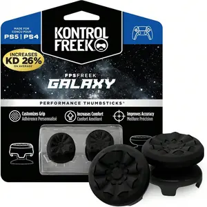 KontrolFreek FPS Freek Galaxy Black for PlayStation 4 & 5 Performance Thumbsticks 1 High-Rise 1 Mid-Rise Limited Edition Console Controller Accessories