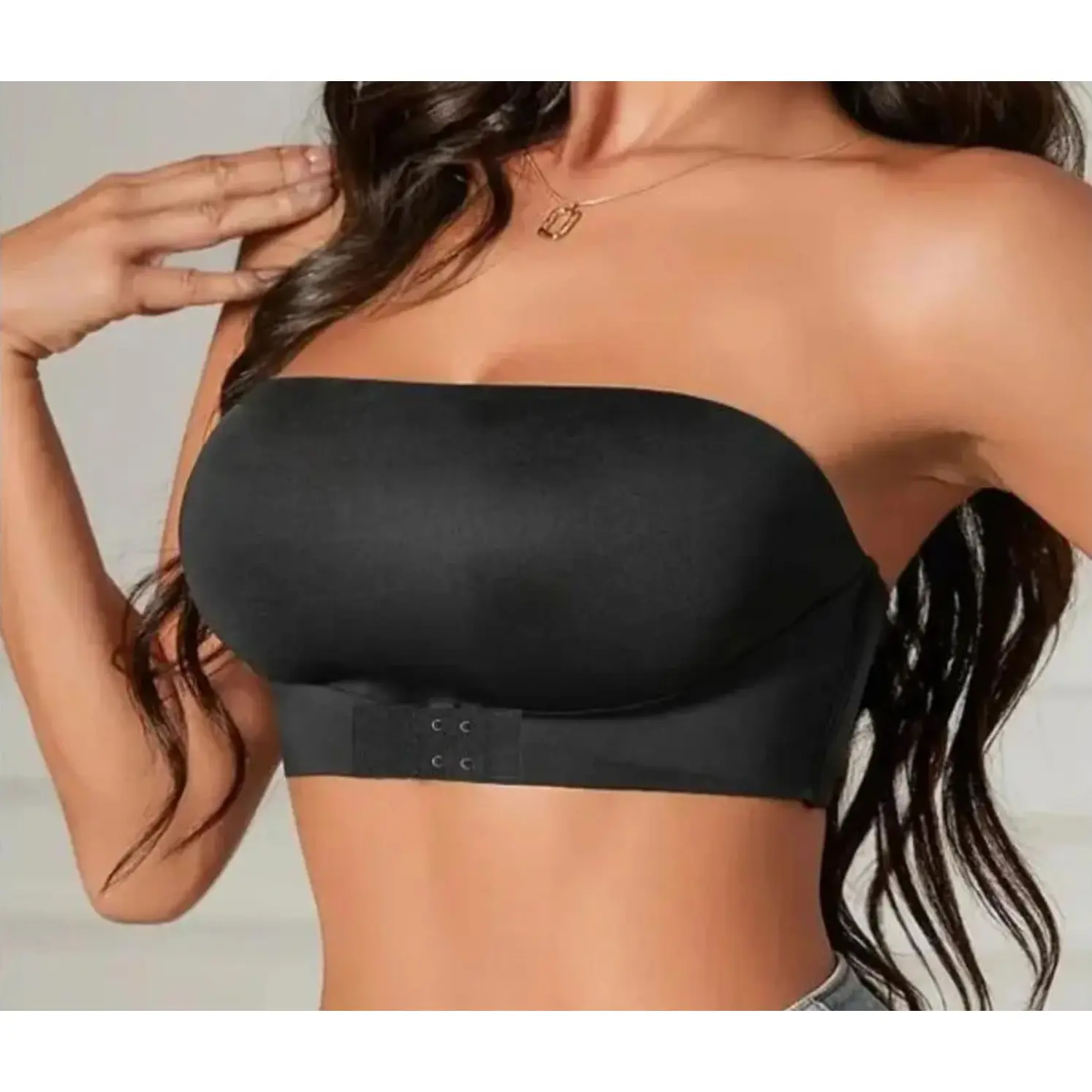Women's Plus-Size Seamless Strapless Bra, Wire-Free Front-Button Bandeau Bralette with No Padding in Smooth Fabric for Daily & Bridal Wear, Daily Wear, Basic