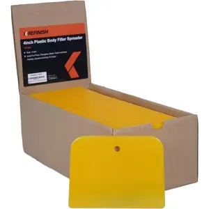 Body Filler Spreaders (Pack of 100) - 4" Yellow Reusable Plastic Spreader for Automotive Fillers, Putties, Glazes, Caulks and Paint