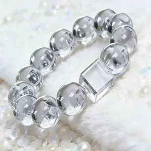 Quartz Beaded Bracelet - Simple Style, Skin-Friendly Elastic Cord Jewelry for Emotional Balance Maintenance