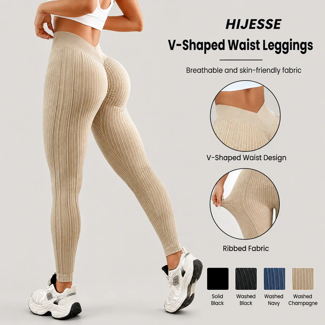 Hijesse Sporty Women's Solid Color Jacquard Ruched V-waist Sports Leggings for Yoga Gym Workout Running Casual Skinny Pants for All Seasons Gym Clothing Legging Fitness Yoga Training Pants Fitness Summer Bottoms