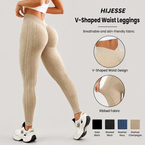 Hijesse Sporty Women's Solid Color Jacquard Ruched V-waist Sports Leggings for Yoga Gym Workout Running Casual Skinny Pants for All Seasons Gym Clothing Legging Fitness Yoga Training Pants Fitness Summer Bottoms