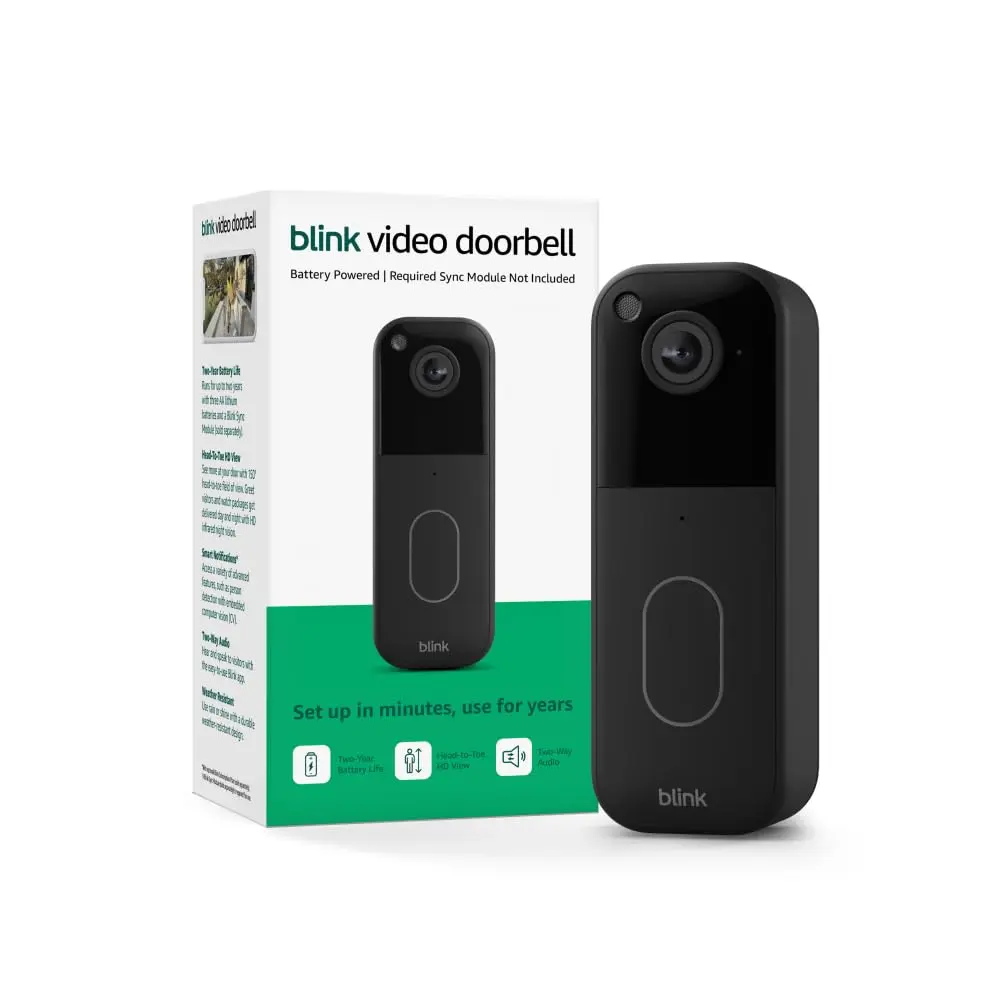 Blink Video Doorbell Wireless HD Camera - Add On Doorbell Only, Sync Module Not Included - Black