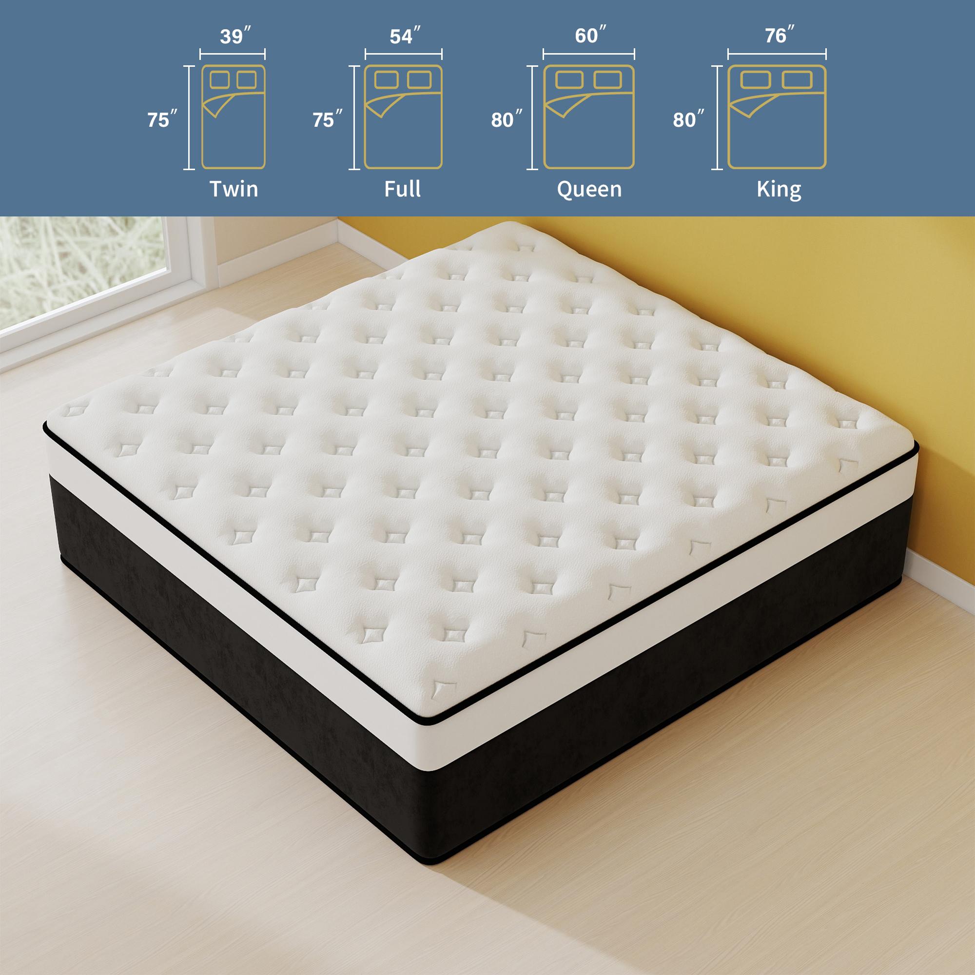 CHEHOON Twin Full Queen King Size Mattress in a Box 10/12/14 Inch Hybrid Mattresses Fiberglass-free Gel Memory Foam & Zoned Support Springs Pressure Relief Breathable Fabric Motion Isolation CertiPUR-US & OEKO-TEX