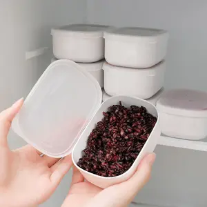Three reusable refrigerator storage boxes with transparent lids; suitable for kitchen frozen food preparation and grain storage. Home Goods - Home Organization - Storage Boxes