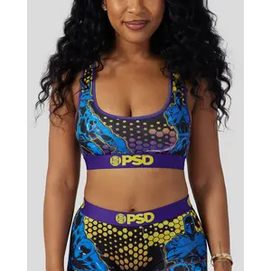PSD Womens Marvel - Black Panther Racerback Sports Bra - Comfortable, Breathable, Ultra-light Fabric